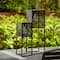 Glitzhome® Black Metal Stripes Geometric Solar Powered Edison Bulb Outdoor Lantern Set